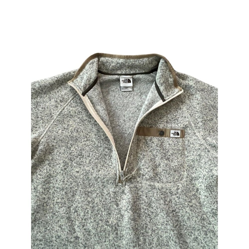 The North Face Gordon Lyons Mens 1/4 Zip Fleece Sweater Tan Size Medium Heather - Picture 7 of 12